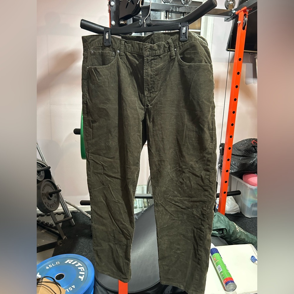 Gap Men’s Corduroy Gapflex Straight Fit Pants Olive Green 38x30